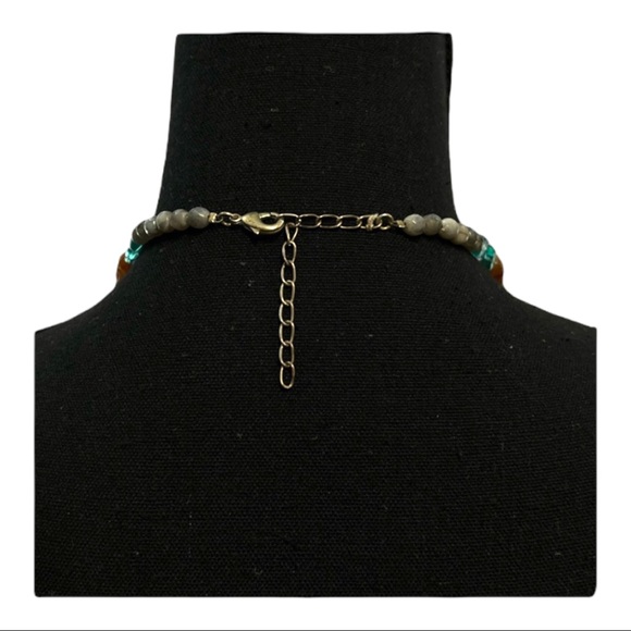 MULTI-STRAND Faux Turquoise Brown and Aqua beaded necklace - Picture 6 of 7